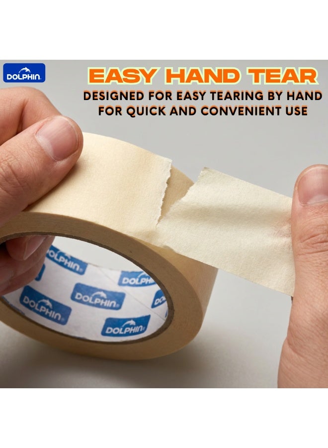 Dolphin Masking Tape 2 Inch × 20 Yards, Pack of 6, General Purpose for Painting Craft & Home - Image 3